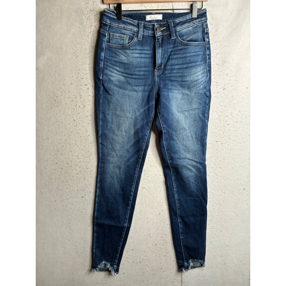 KanCan Signature High Rise Ankle Skinny Jeans SSZ 27 Med Wash Raw Hem VBK1576XT